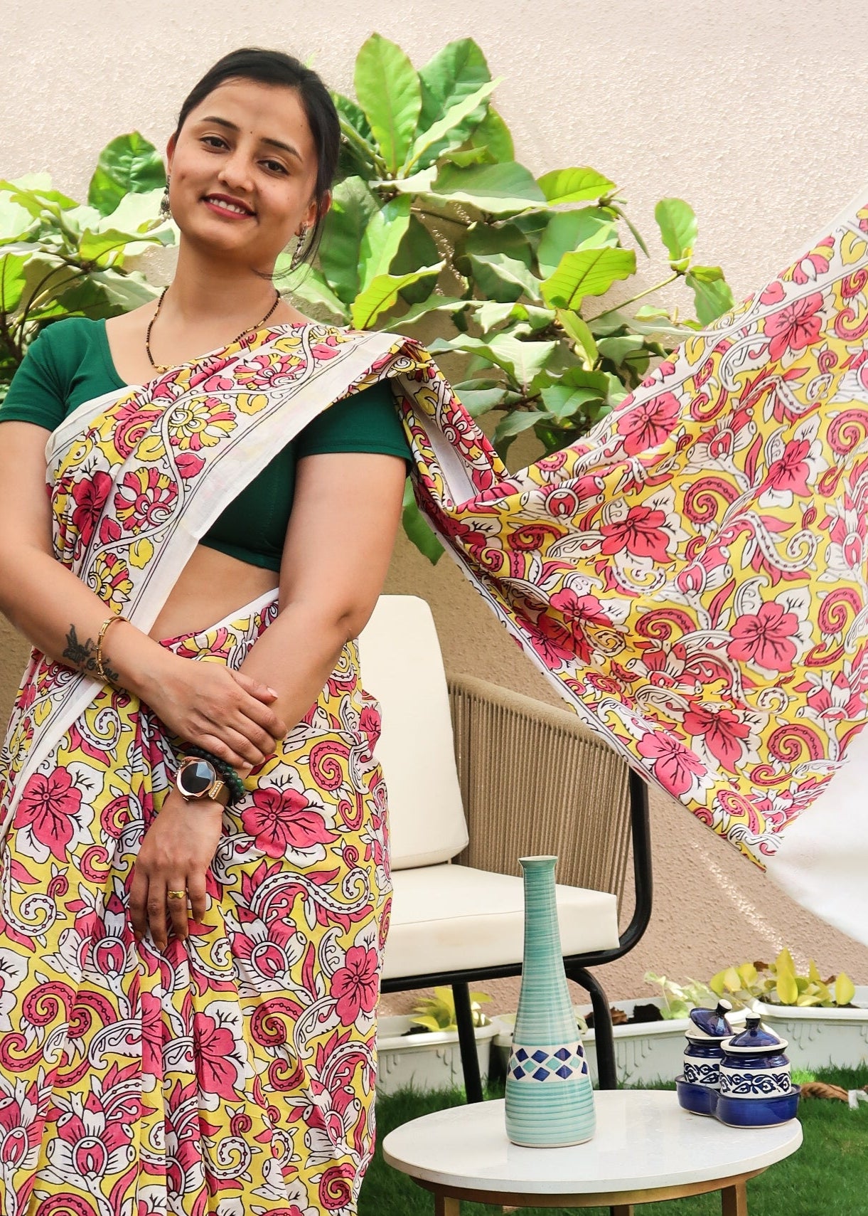 Citrus & Ruby Saree