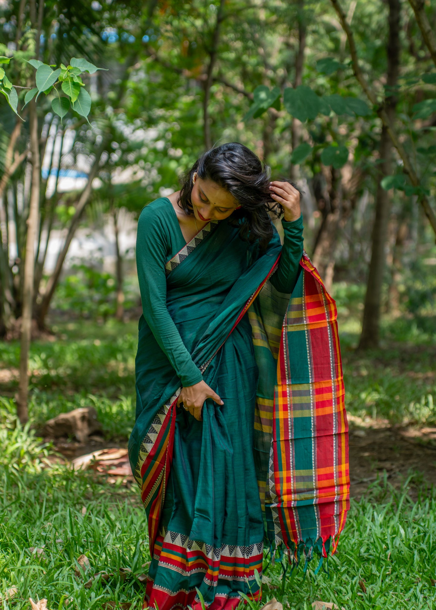 Narayanpeth Majesty Saree Green
