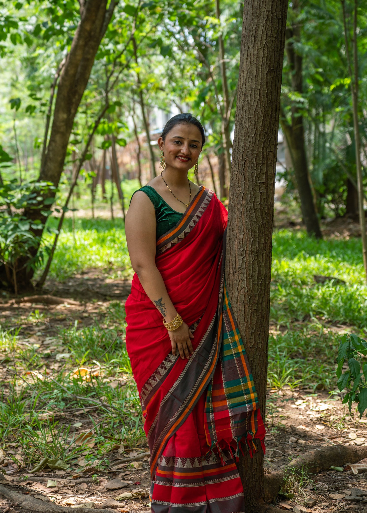 Narayanpeth Majesty Saree Red