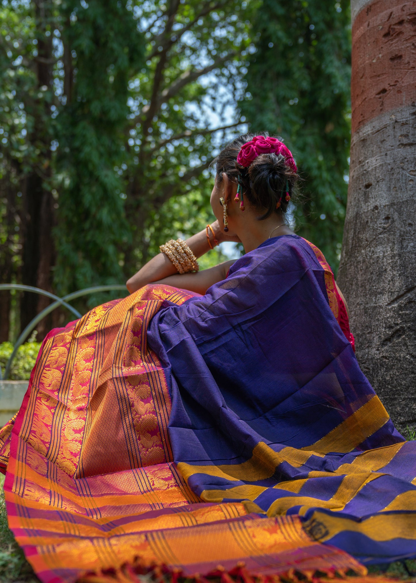 Narayanpeth Splendor Saree Purple